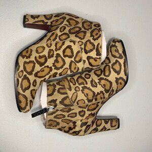 Sam Edelman Leopard Animal Print Moto Edgy Office Ankle Booties - Size 7.5